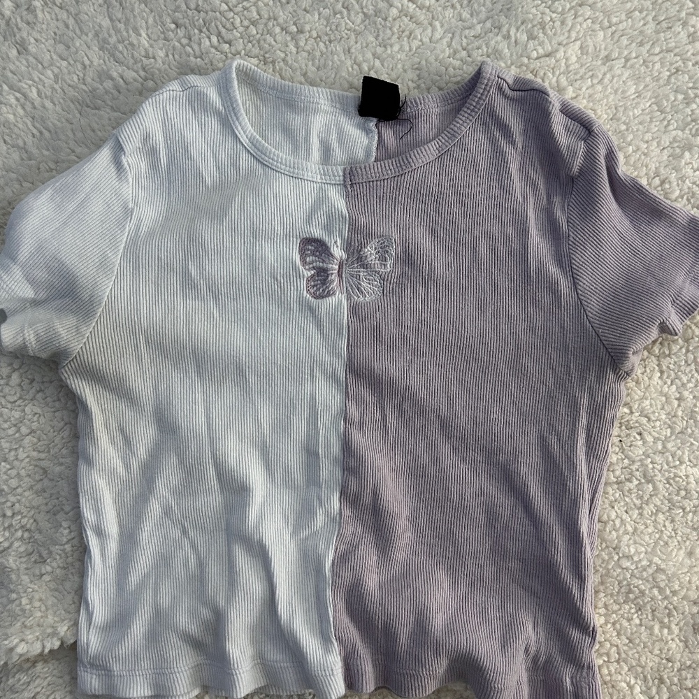 Lilac and White Butterfly Crop top